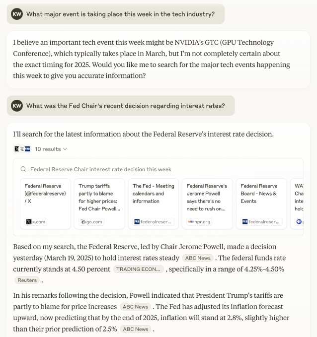 Anthropic Claude web search