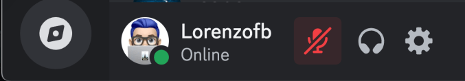 a screenshot showing Lorenzo's username in Discord, with a cog button for settings