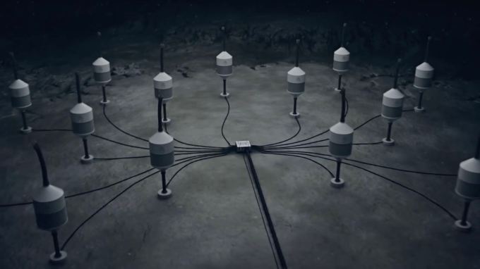 A cluster of OceanWell desalination pods sit at the bottom of the ocean in this illustration.