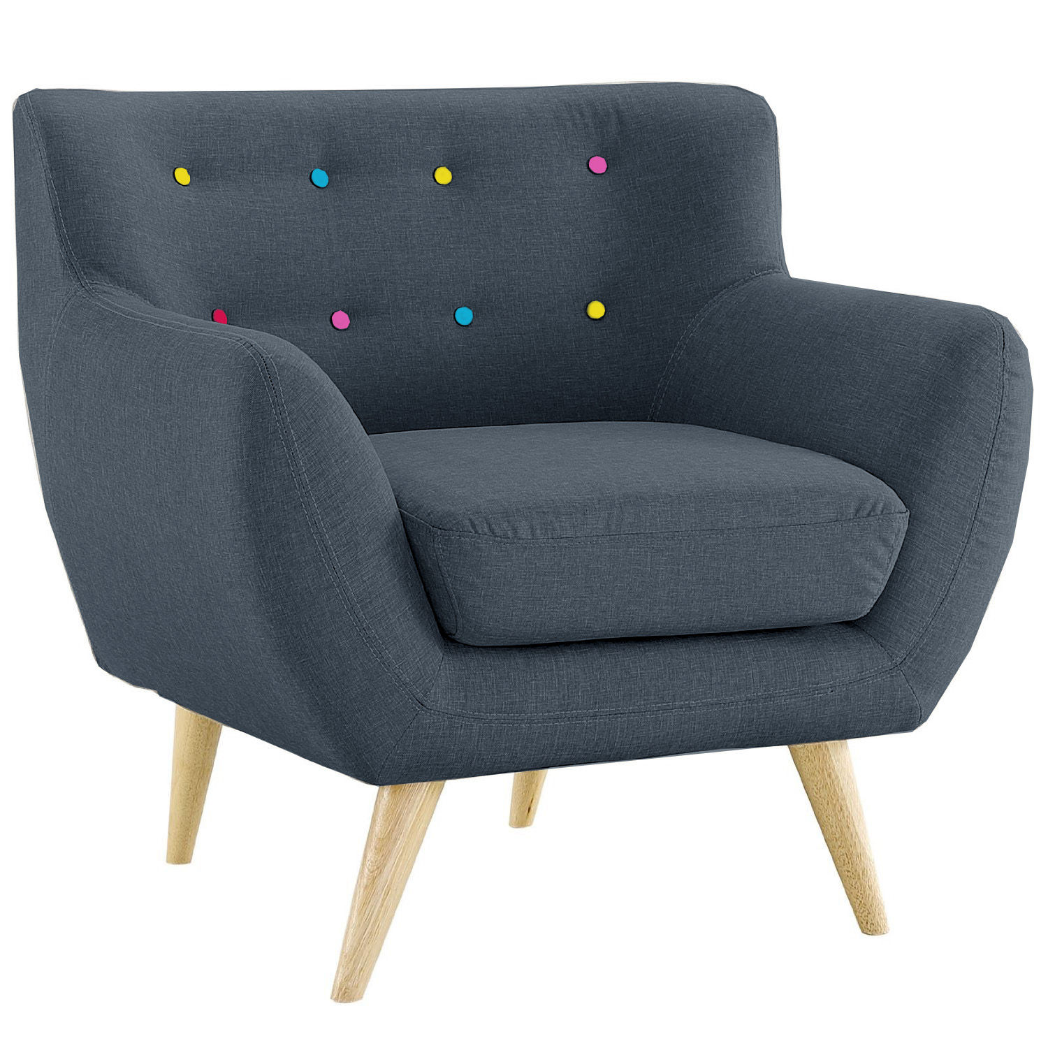 Mid-Century Modern Tufted Linen