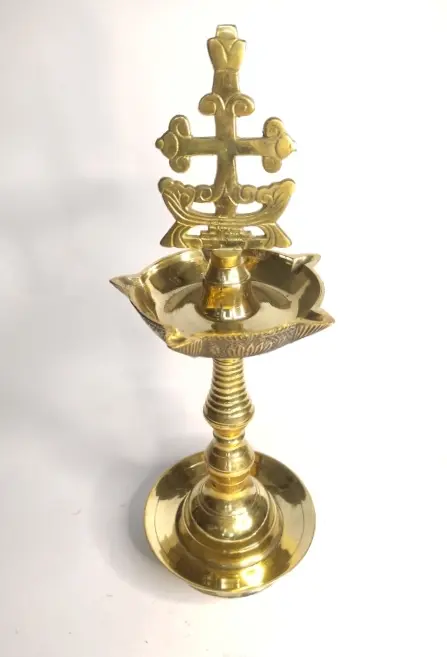 Thumbnail: Christian Sleeba Cross Nila Vilakku Oil Lamp