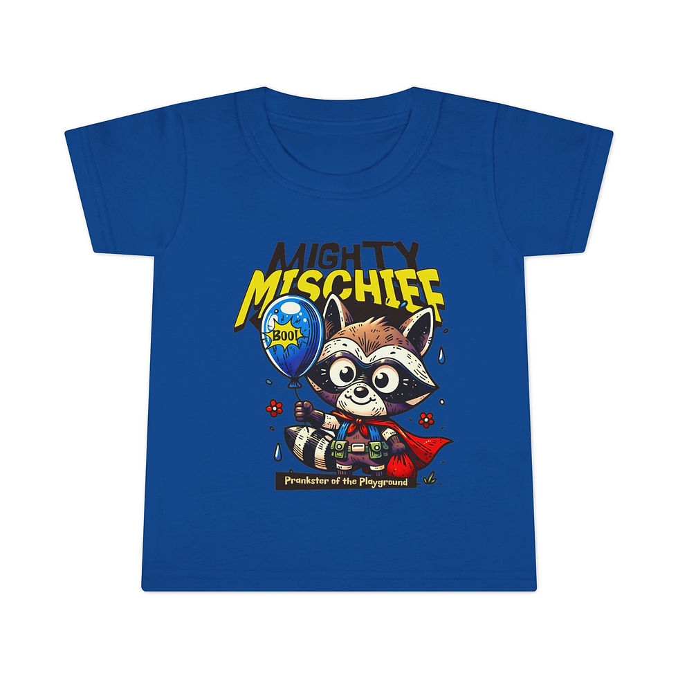 Thumbnail: Mighty Mischief Raccoon Toddler T-shirt | Playful Superhero Design