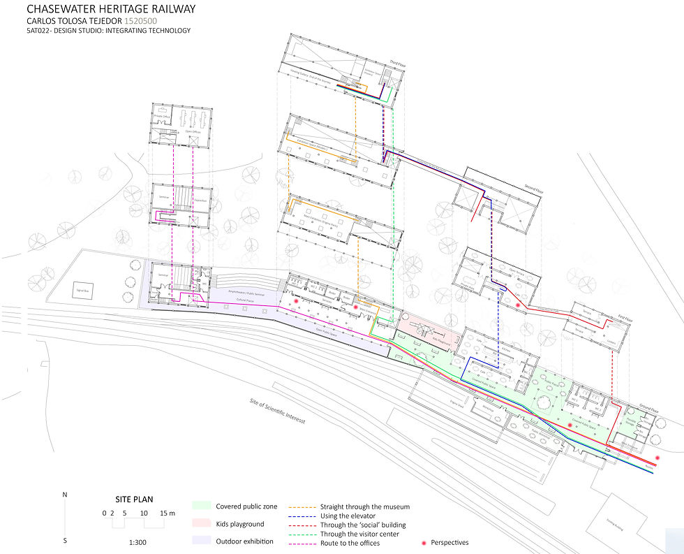 Plan, Showing Uses and Circulations
