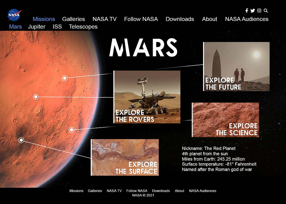New NASA Secondary Navigation Page