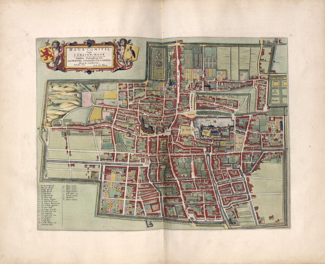 Landkaart / Plattegrond Den Haag Blaeu / Haga Comitis