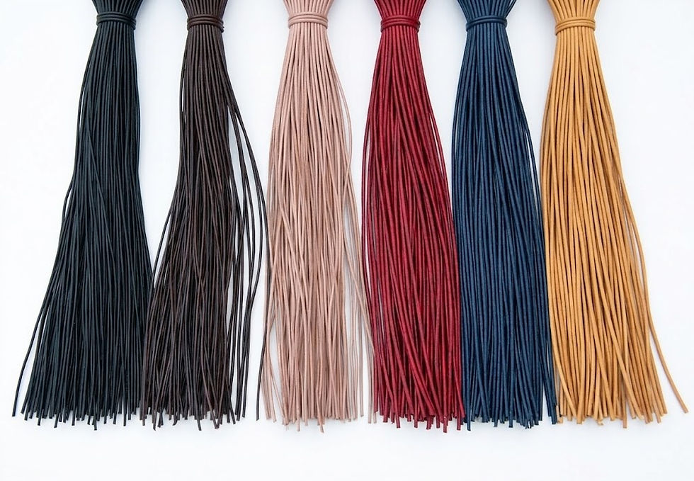 schwarz, braun, natur, rot, blau, gold Lederschnur