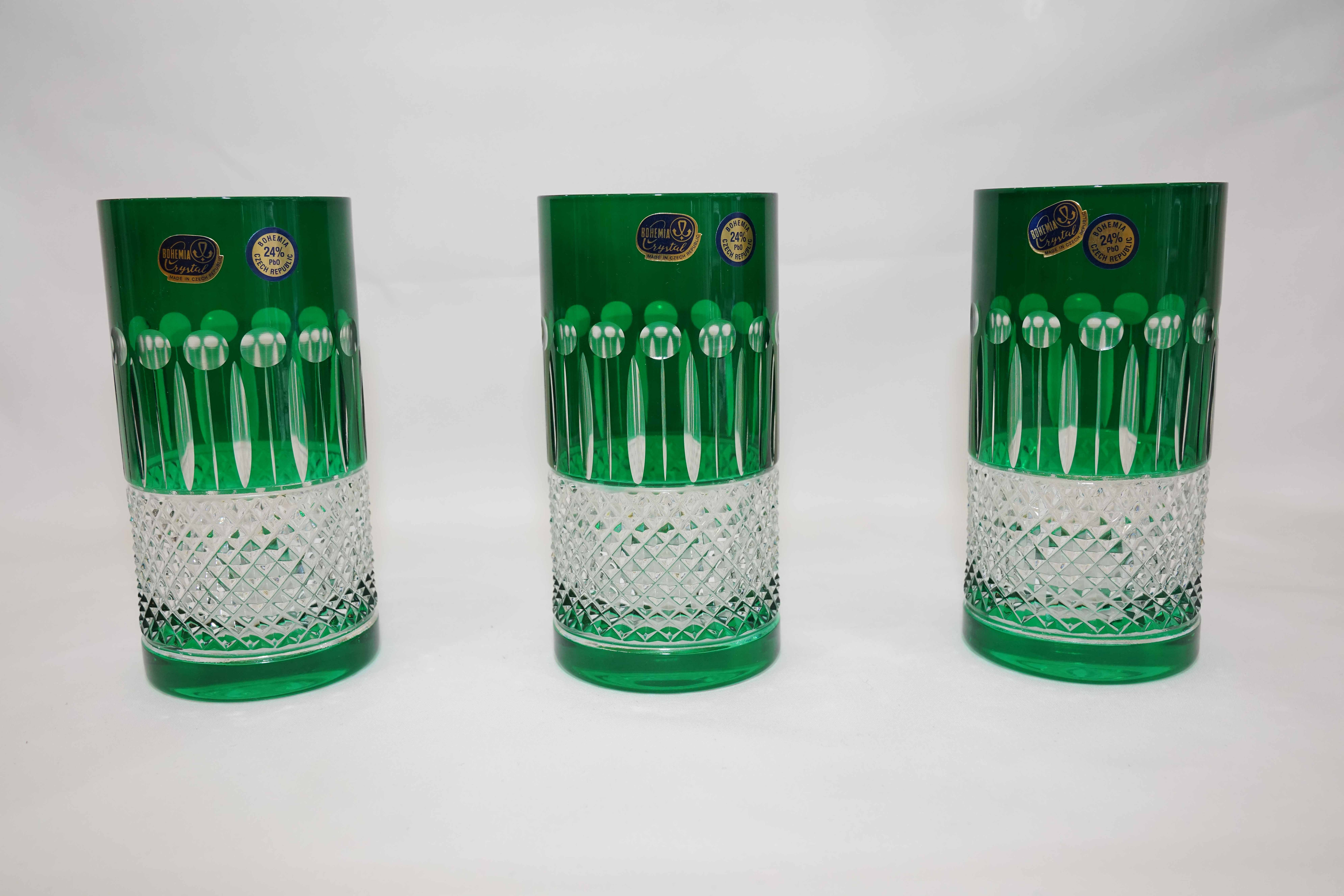 #239 - Green Bohemia Crystal Glasses