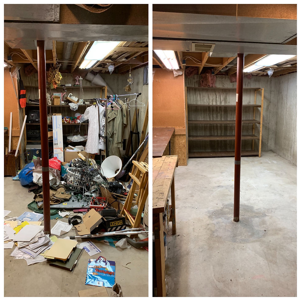 junk removal basement cleanout before and after picture