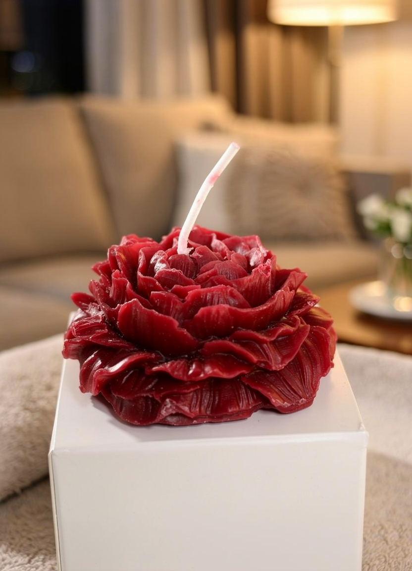 Vela de rosa artesanal elegante para ambientes románticos o decorativos 