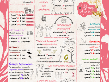 Planning des Ateliers - Janvier 2026