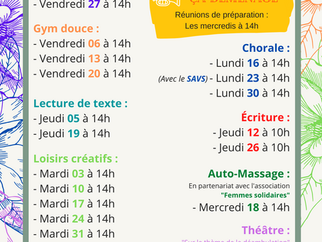 Planning - Ateliers - Janvier 2023