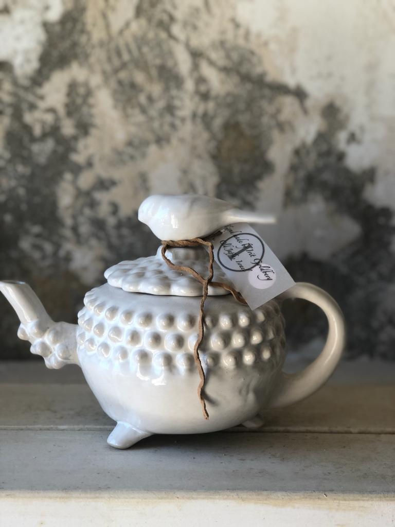Teapot porcupine with bird