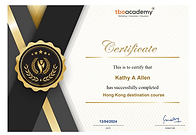 Kathy A Allen's Hong Kong destination course certificate from tboacademy