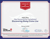 Kathy Allen's Disney Cruise Line completion certificate