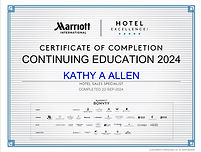 Kathy A Allen's 2024 Marriott International Hotel Excellence Continuing Education Certificate