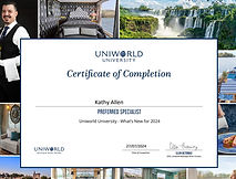 Uniworld University Certificate of Completion for Kathy Allen, Preferred Specialist