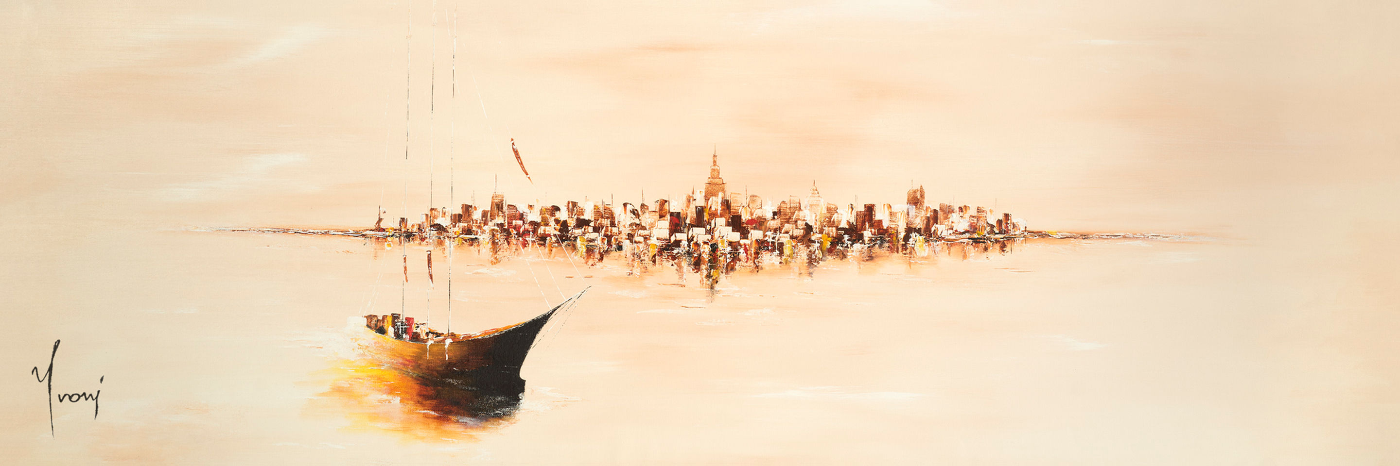 "Quiet on the East River" Giclee Lithographic Canvas Print