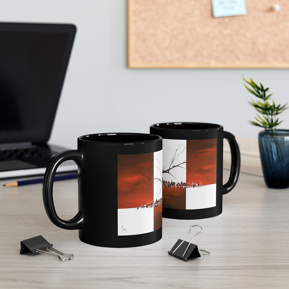 Thumbnail: Artistic Black Mug with Abstract Tree Design - Perfect Gift for Nature Lovers