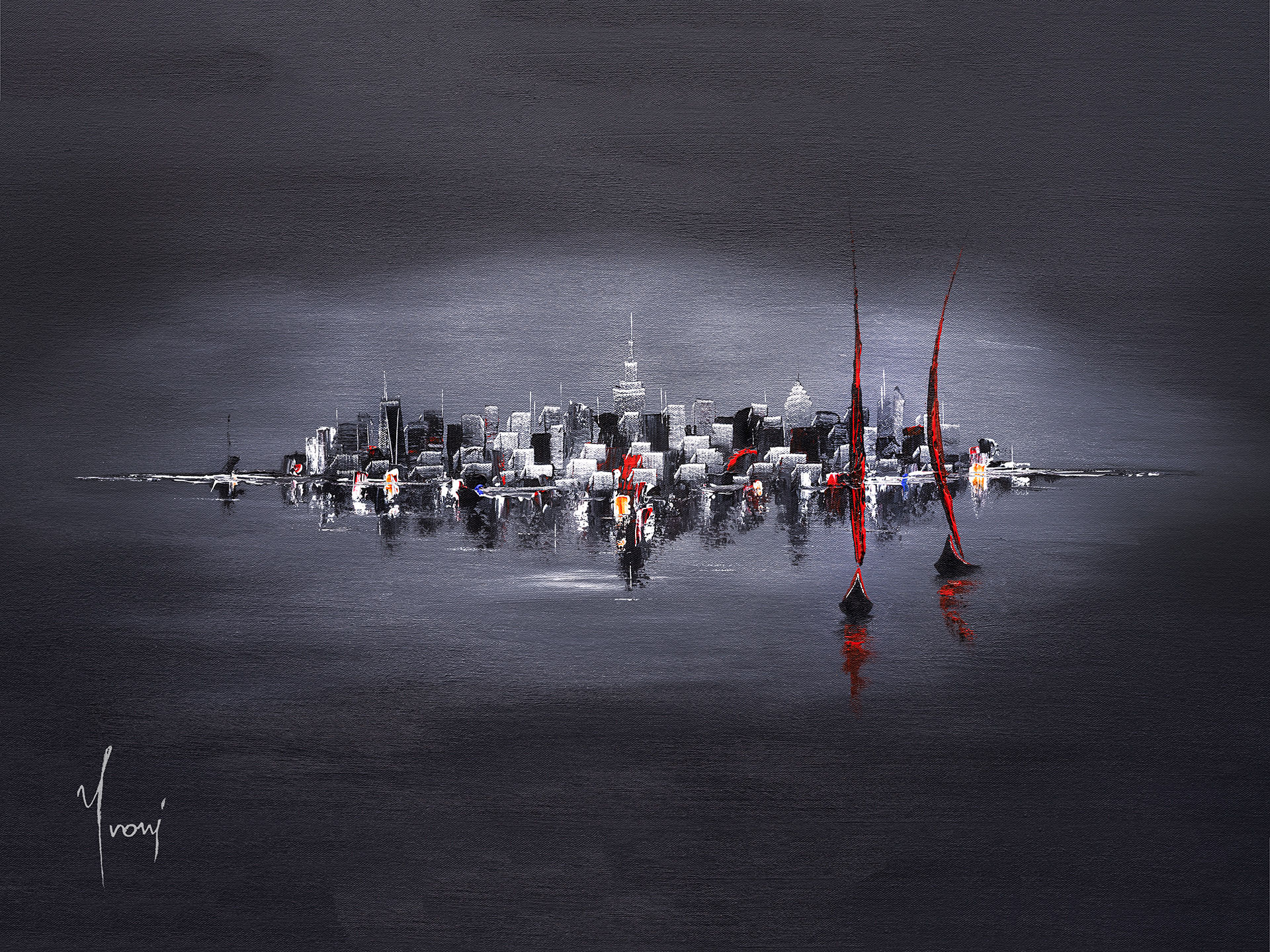 'Sailing at Midnight" Giclee Lithographic Canvas Print