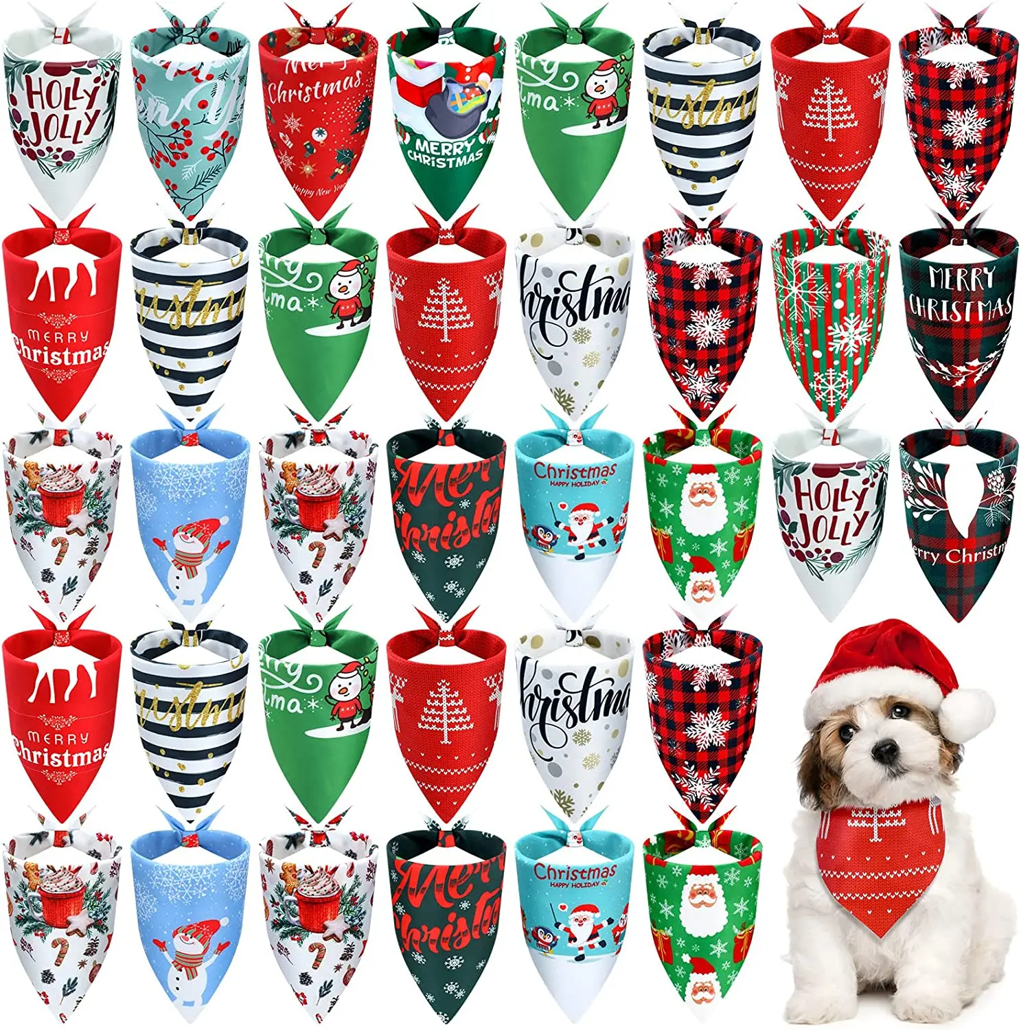 20 Pcs Christmas Dog Bandana Thanksgiving Dog Triangle Scarfs Halloween Dog Bibs