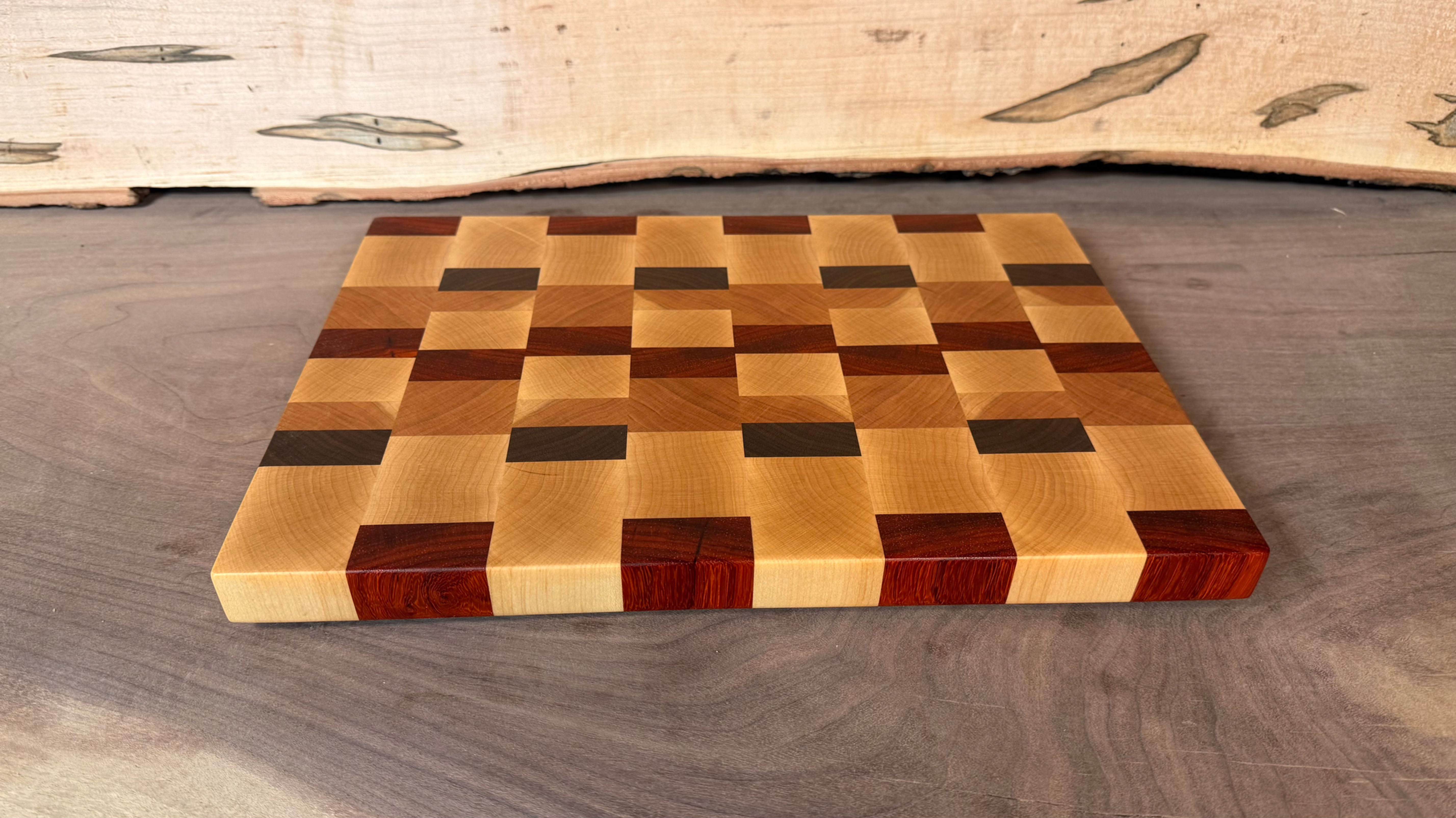 Maple and cherry end grain cutting board