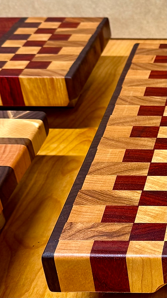 Padouk, maple, hickory, and Cherry end grain non culinary chopping block