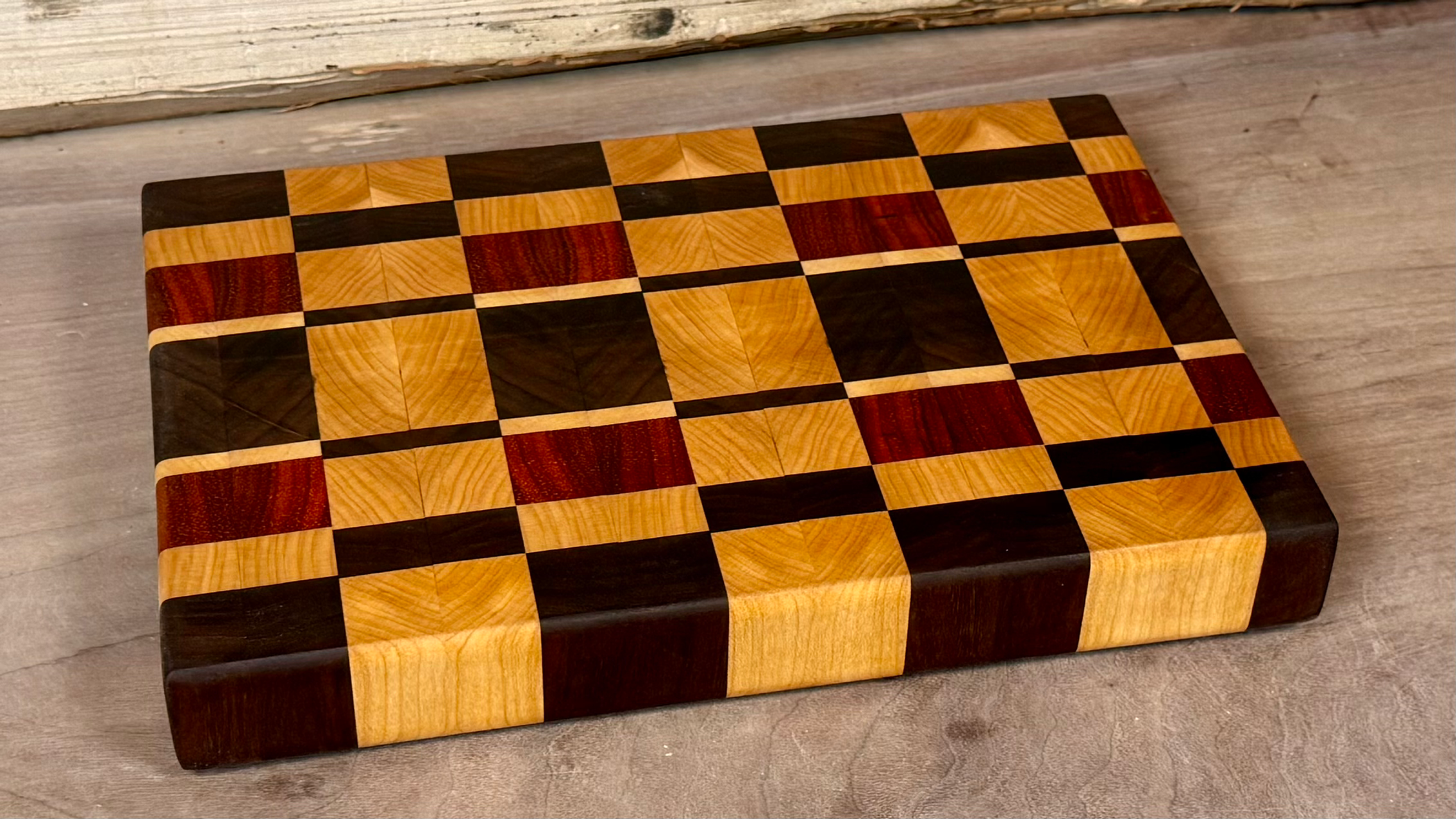Maple and cherry checkerboard cutting board