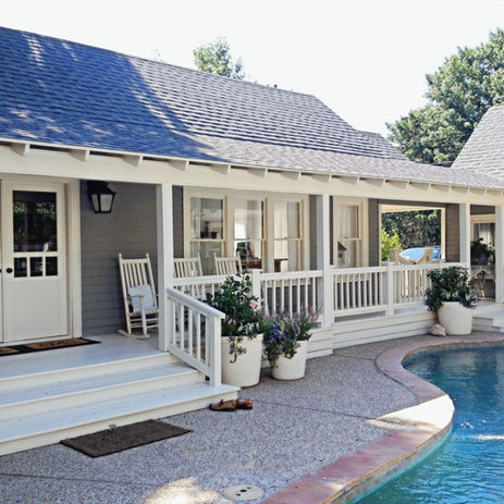 View of swimming pool and deck area in tranquil retreat by FERCO Construction & Remodeling in McKinney, Dallas