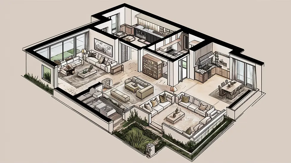 3D Layout of a Contemporary House