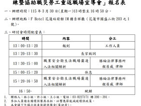 【勝綸動態】本所主持律師  程居威 律師受邀擔任 「花蓮縣政府」主辦之（115 年度職業災害勞工協助事項專業人員教育訓
練暨協助職災勞工重返職場宣導會）講師