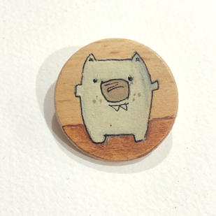 button badge, hand painted, wombat, original illustration, unique design, gift