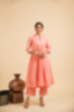 Thumbnail: Peach Aari Embroidered Anarkali Suit with Dupatta