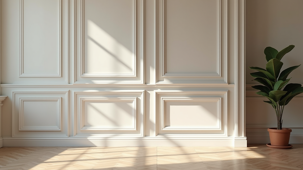 Eye-level view of a beautifully finished room with elegant trim work