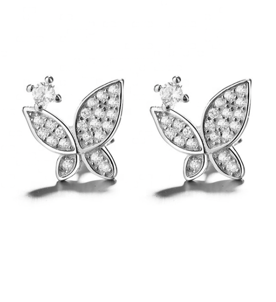 Boucles d'oreille en Argent 925/1000ème " Butterfly "