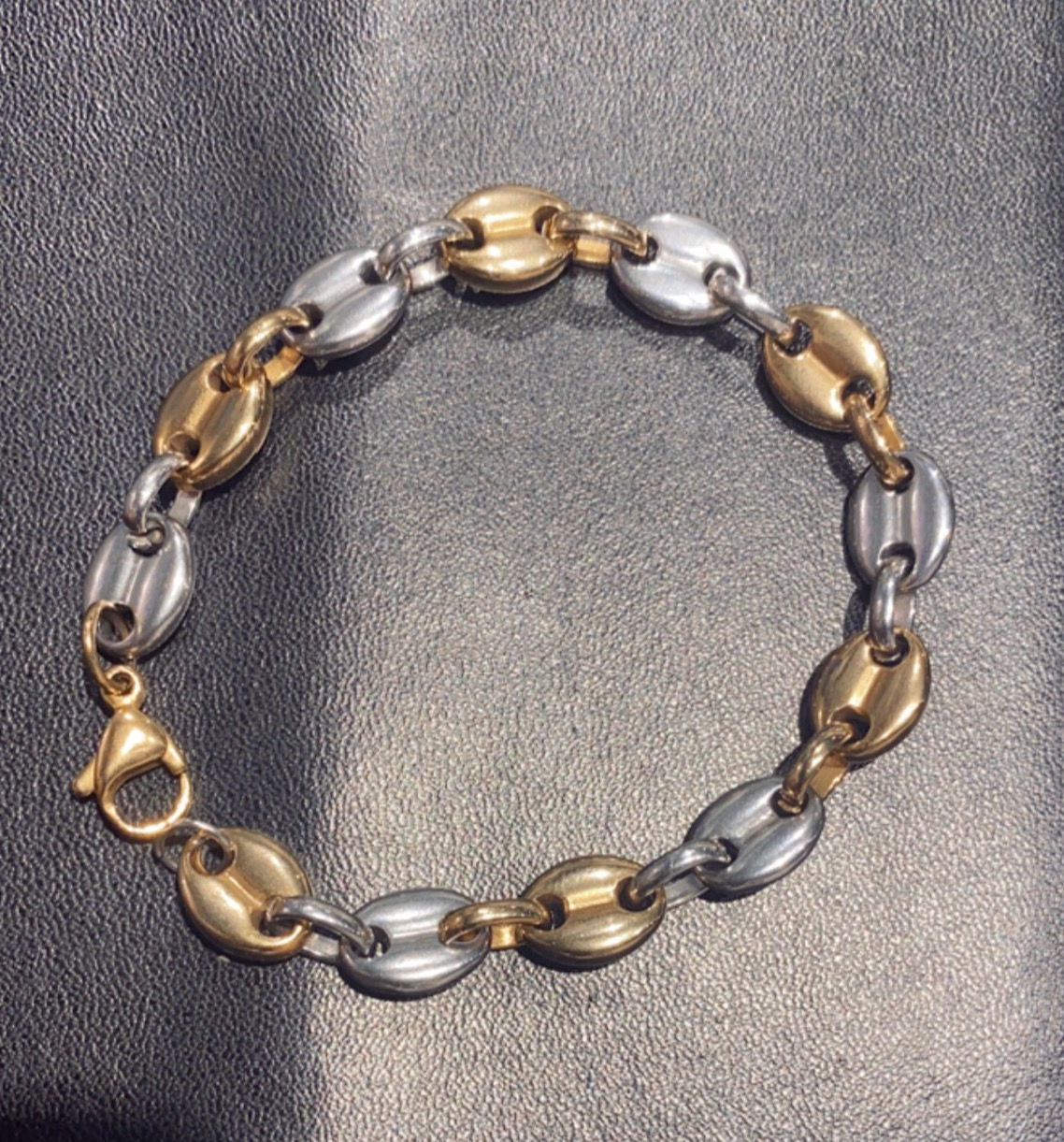 Bracelet en Acier inoxydable " Coffee beans bicolor" 8mm