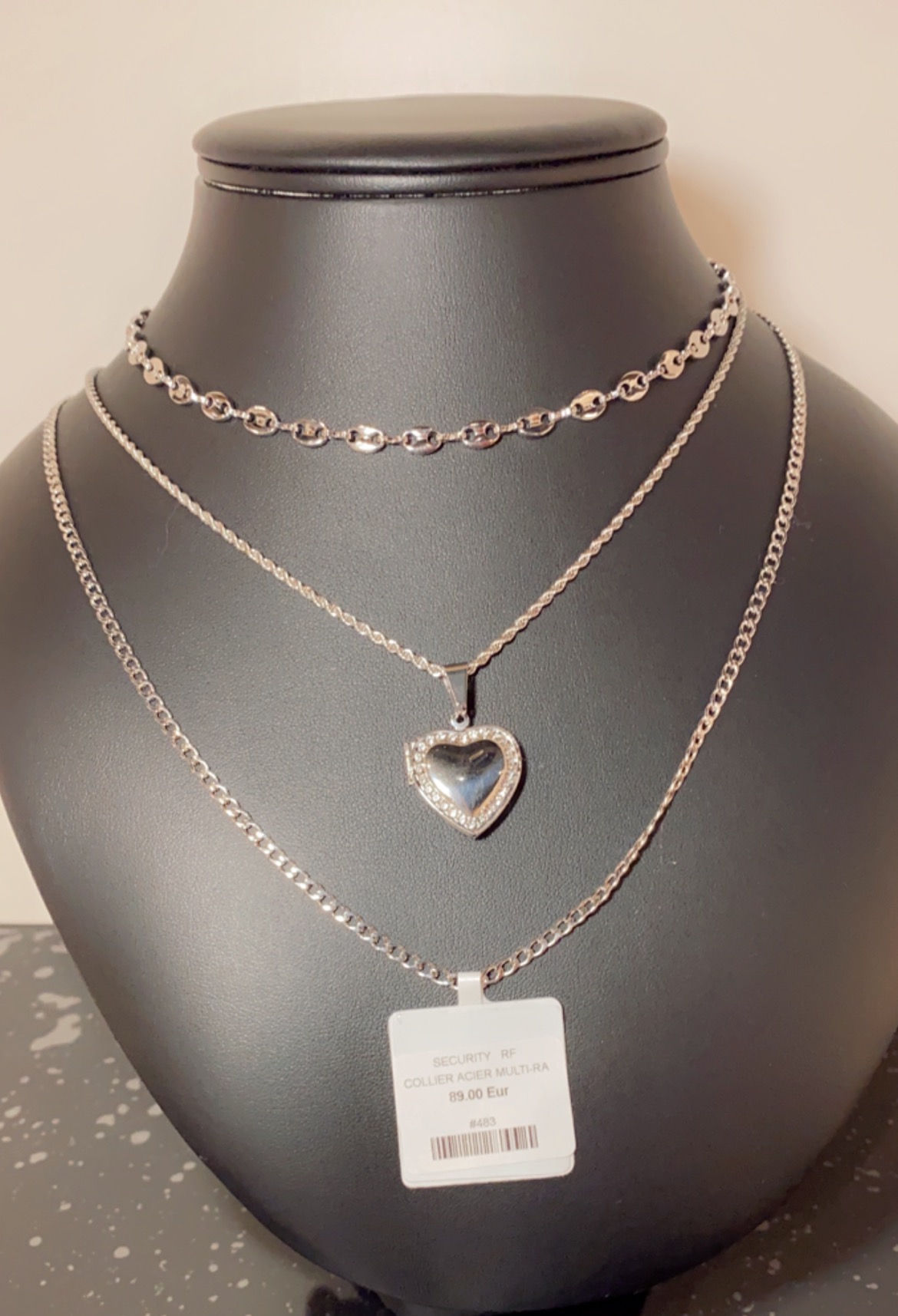 Collier Multirangs en Acier inoxydable "heart"
