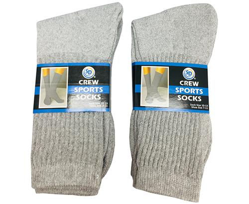 SD CREW SPORTS SOCKS GREY 10-13 [3 PAIRS $2.75]
