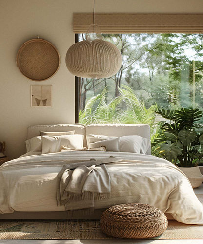Made bed with fresh linens in a short-term rental after an Airbnb turnover clean