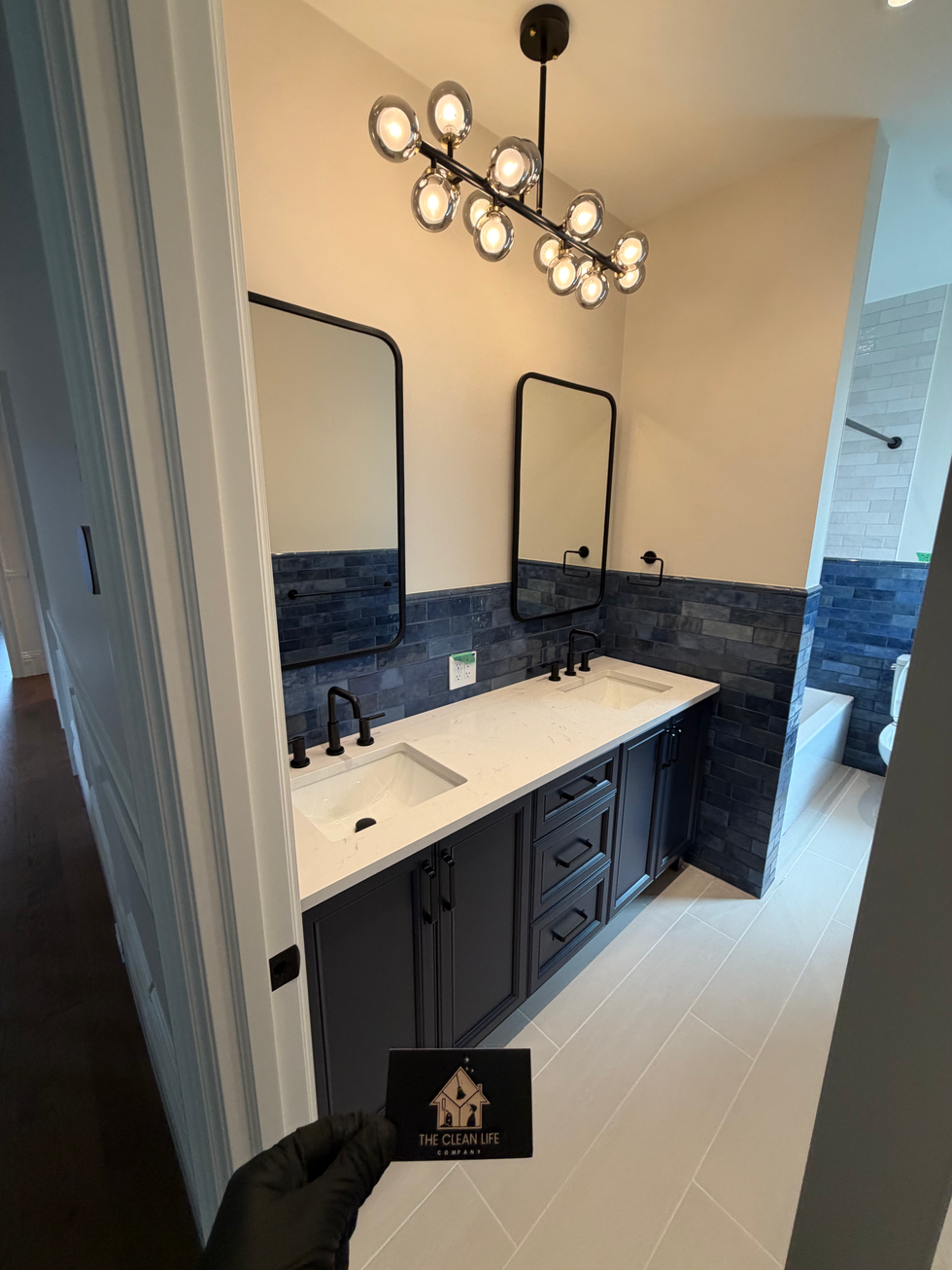 post renovation clean custom bathroom