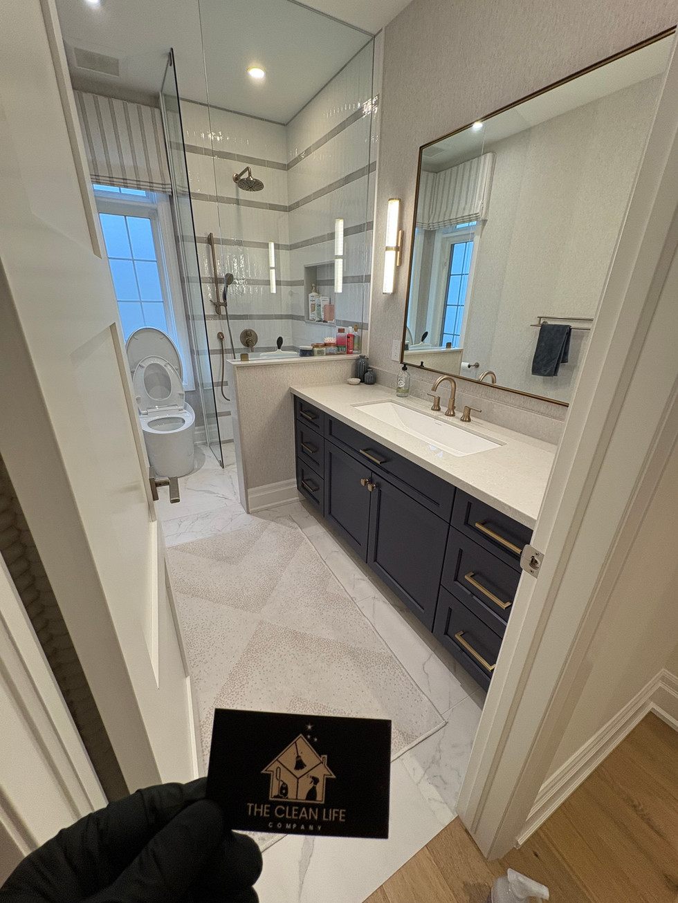 post renovation clean primary bathroom