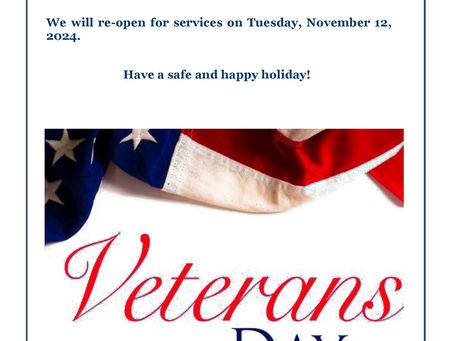 VETERAN'S DAY CLOSURE