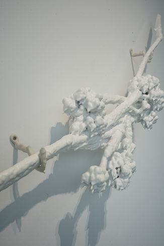 何宇森，2025年高雄獎，《南方雪》系列展出現場，共展出15件雕塑，於高雄美術館  
He yu-sen_Southern Snow_ series exhibited at the 2025 Kaohsiung Award, featuring 15 sculptures, held at the Kaohsiung Museum of Fine Arts_