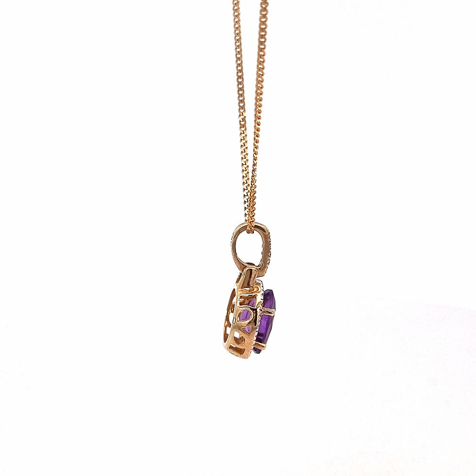 Thumbnail: 9/14ct Yellow Gold Amethyst & Diamond Pendant