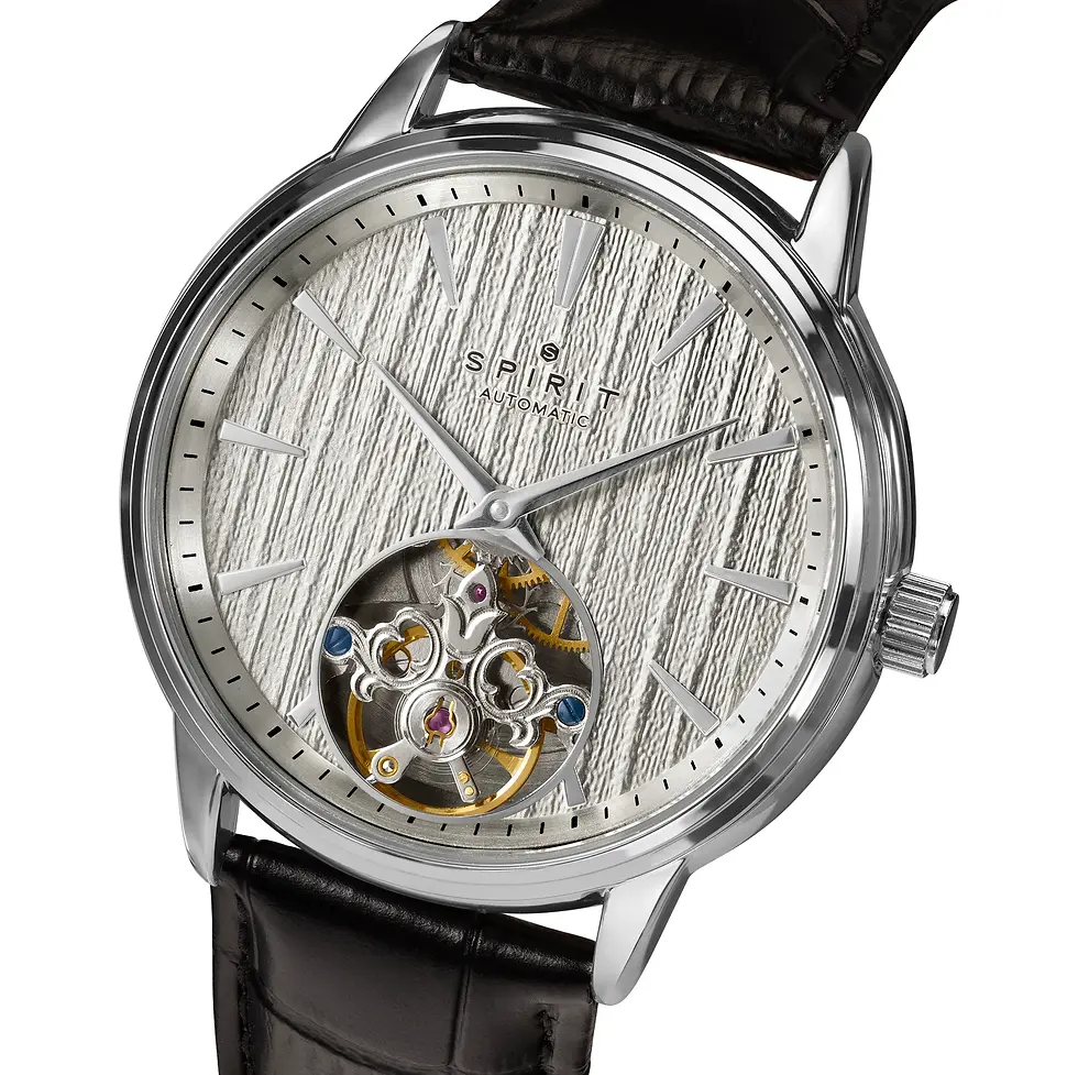 Thumbnail: Gents Spirit Automatic Watch - Silver/Black Leather
