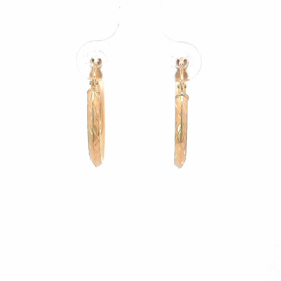 Thumbnail: 9ct Yellow Gold Patterned Hoop Earrings