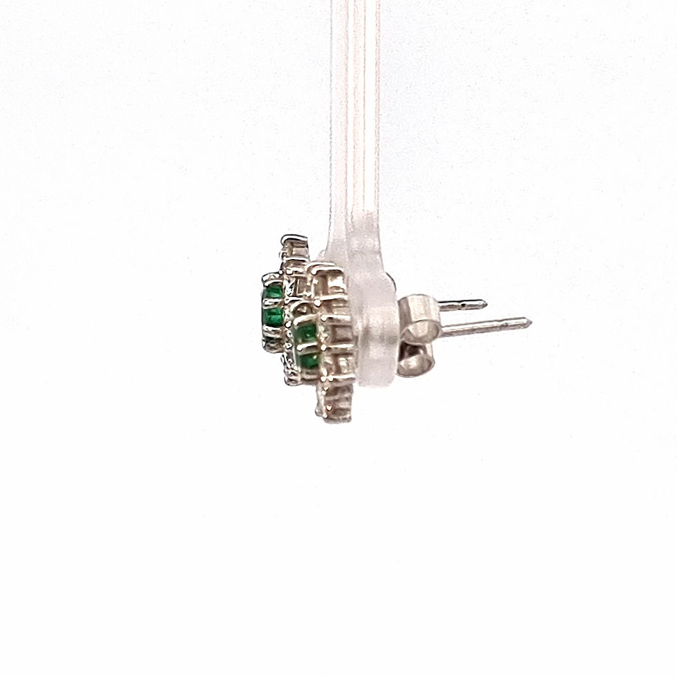 Thumbnail: 18ct White Gold Emerald & Diamond Earrings