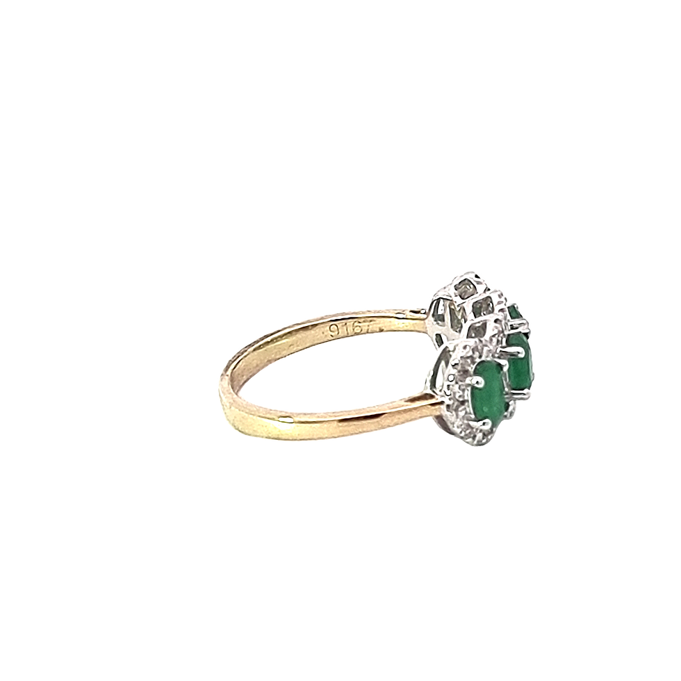 Thumbnail: 9ct Yellow Gold Emerald & Diamond Ring