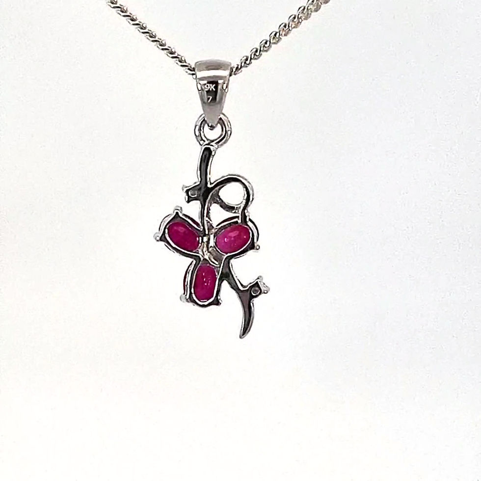 Thumbnail: 9ct White Gold Ruby & Diamond Flower Pendant