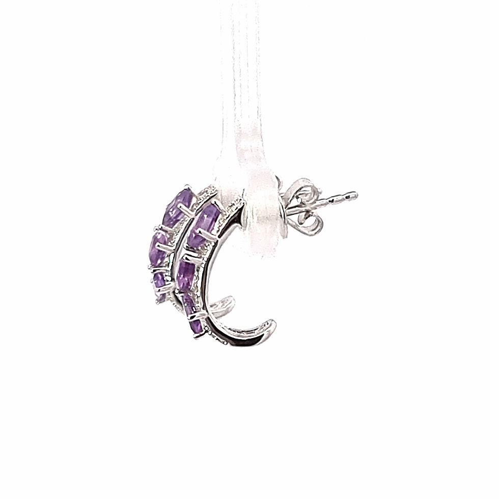 Thumbnail: 9ct White Gold Amethyst & Diamond Earrings
