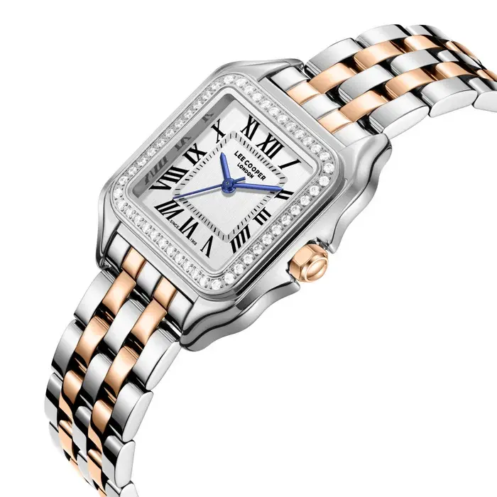 Thumbnail: Ladies Lee Cooper 'Tank' Style Watch - Rose Gold/Silver